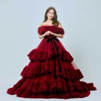 Romantic Burgundy Wedding Dress