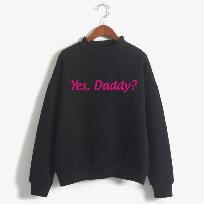 

Yes,Daddy Print Women Sweatshirt Korean O-neck Knitted Pullover Autumn Candy Color women Harajuku Aesthetic Clothes