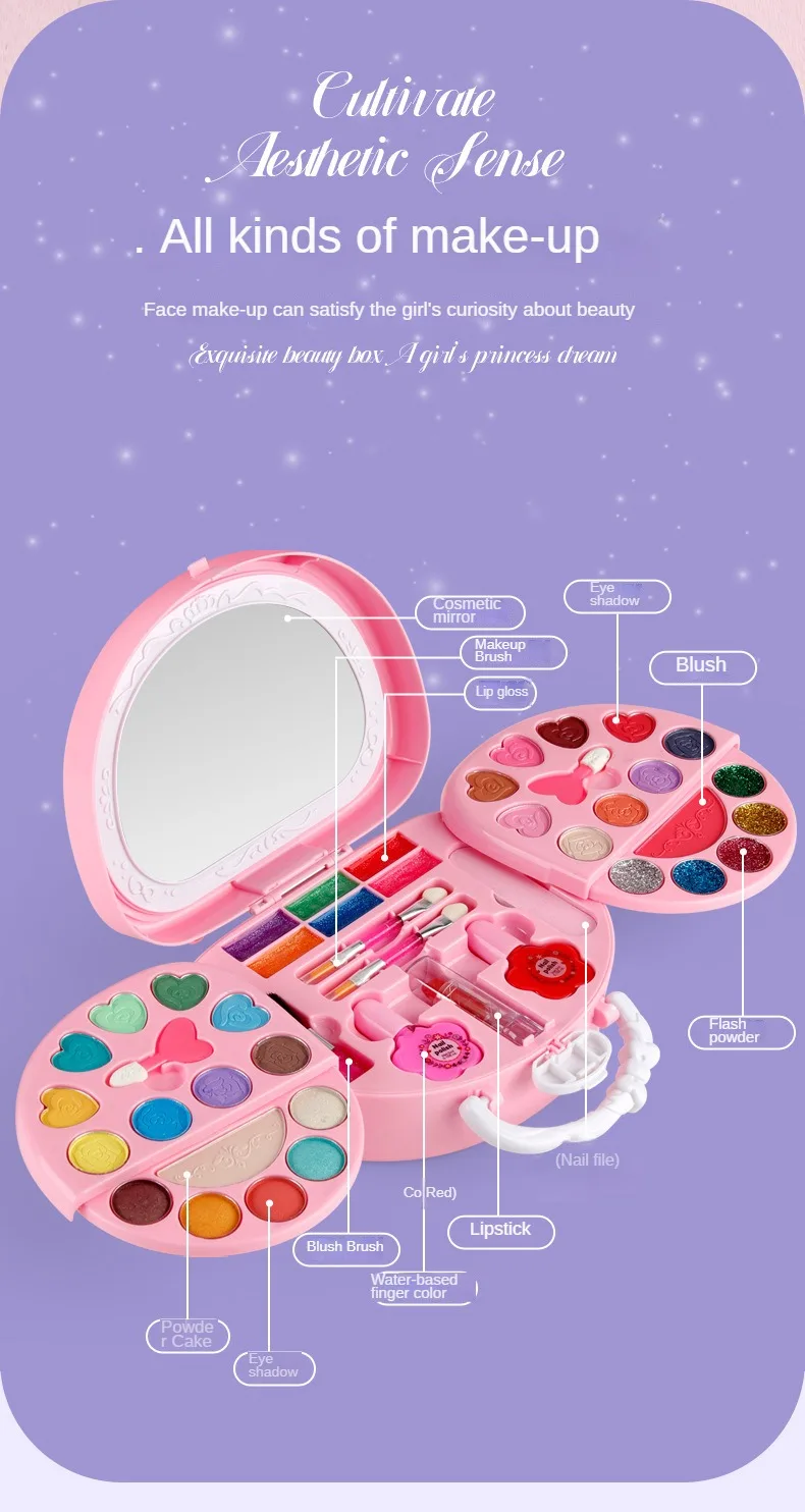 Kids Makeup Kit For Girl, Real Washable Non-Toxic Girls Makeup Kit