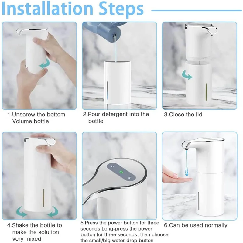 Soap Dispenser Automatic-Touchless USB Rechargeable Electric Liquid Soap Dispenser Waterproof Adjustable Volume 450Ml