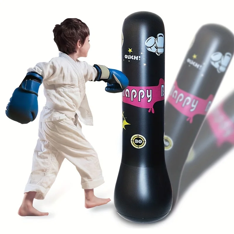 Sac De Frappe Gonflable Enfant - 120x65cm - Entraînement Boxe - Cadeau Anniversaire