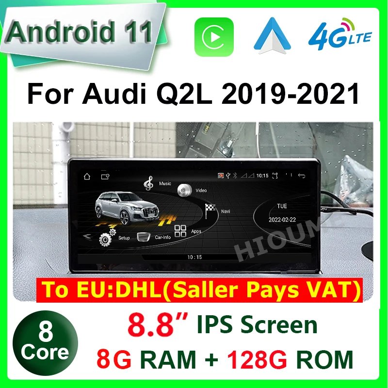 

8.8" Android 11 8+128G Car Multimedia Player GPS Navigation Radio For Audi Q2 2018-2021 CarPlay Android Auto Video Stereo