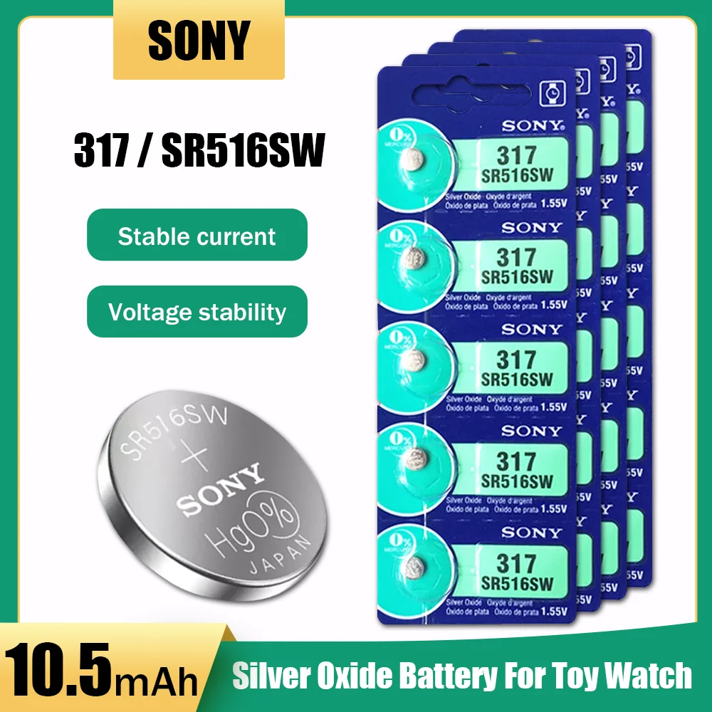 20PCS 1.55V Sony 317 SR516SW Button Coin Cell For Watch Clock Counter ...