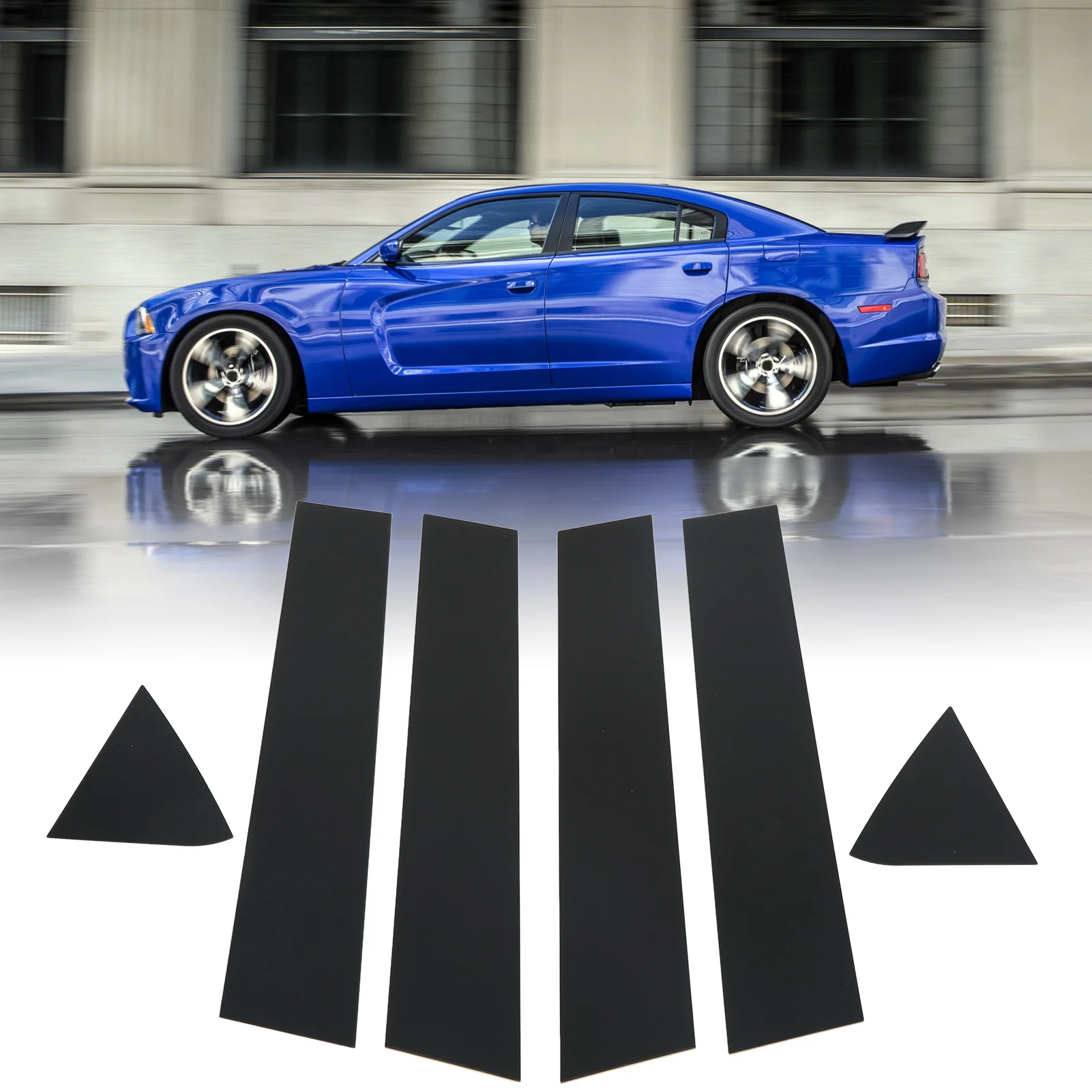 

6pcs Pillar Post Decal Trim Gloss Black Side Door Window Cover Trim Replacement For Dodge Charger Replacement For Dodge Charger