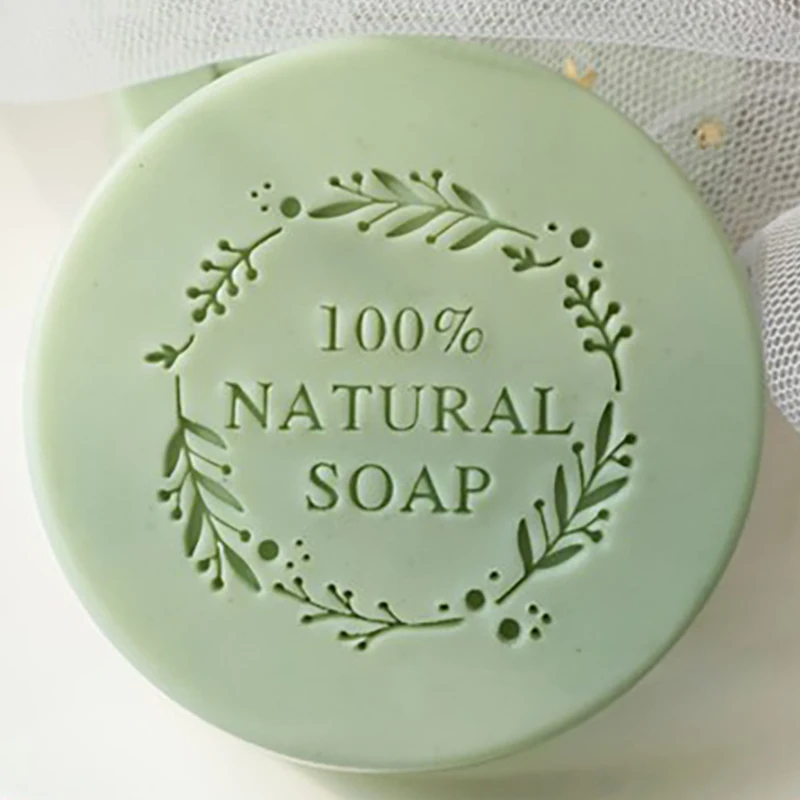 100% NATURAL SOAP Letter flower round pattern Acrylic Custom Stamps For Soap Making Chapter Handmade Seal