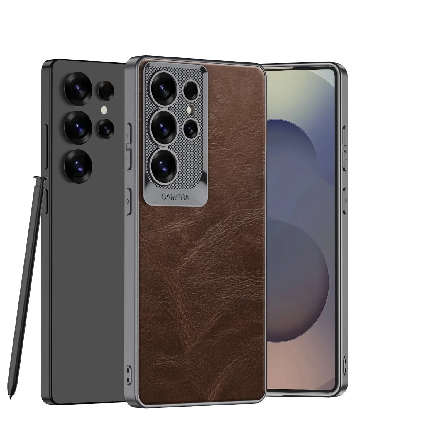 Luxury Oil Wax Leather Plating Camera Protective Slim Hard Cover Case