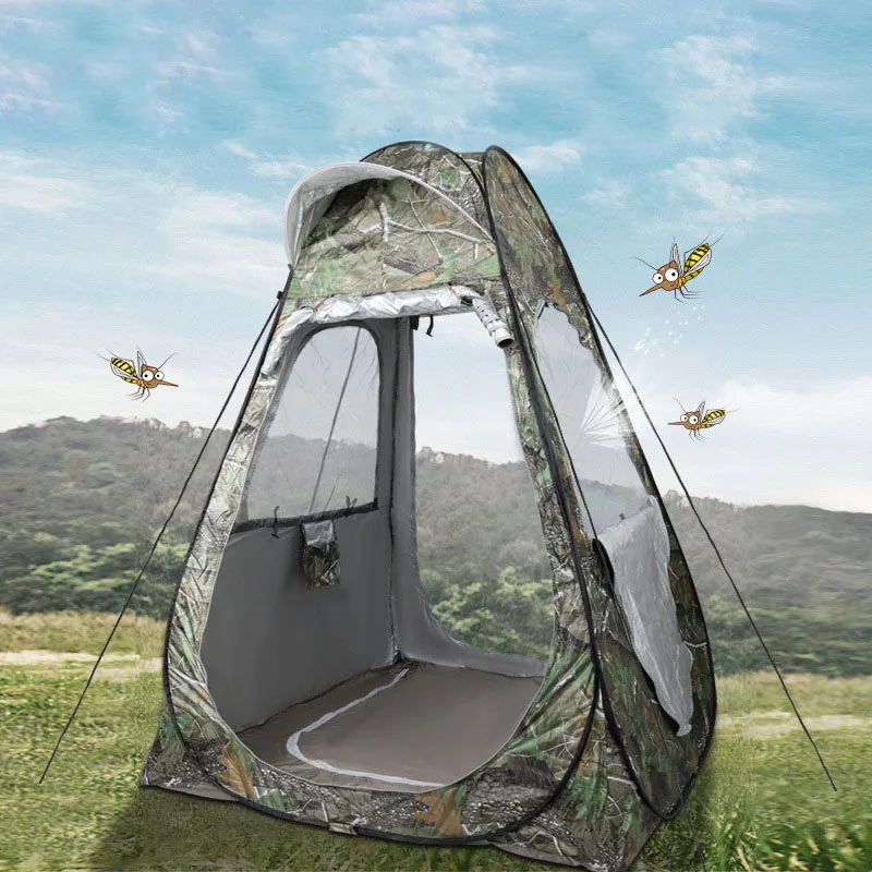 Camouflage Ice Fishing Tent 1Person Anti-mosquito Rain-proof Sunscreen Double Doors 2Windows Pop Up Quick Open 150*150*190Cm camping tent portable tent survival tent