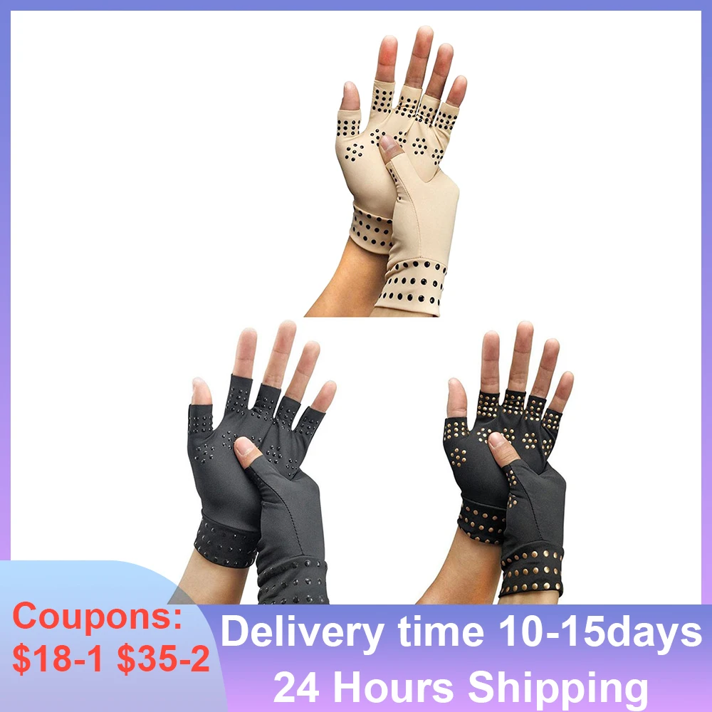 Women Men Arthritis Compression Gloves Fingerless 1pair Compression