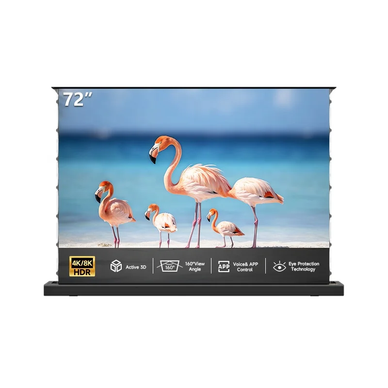 72 Inch Motorised Projector Screen 16:9 8k Projector Floor Rising Screen ALR Grey Foldable Screen