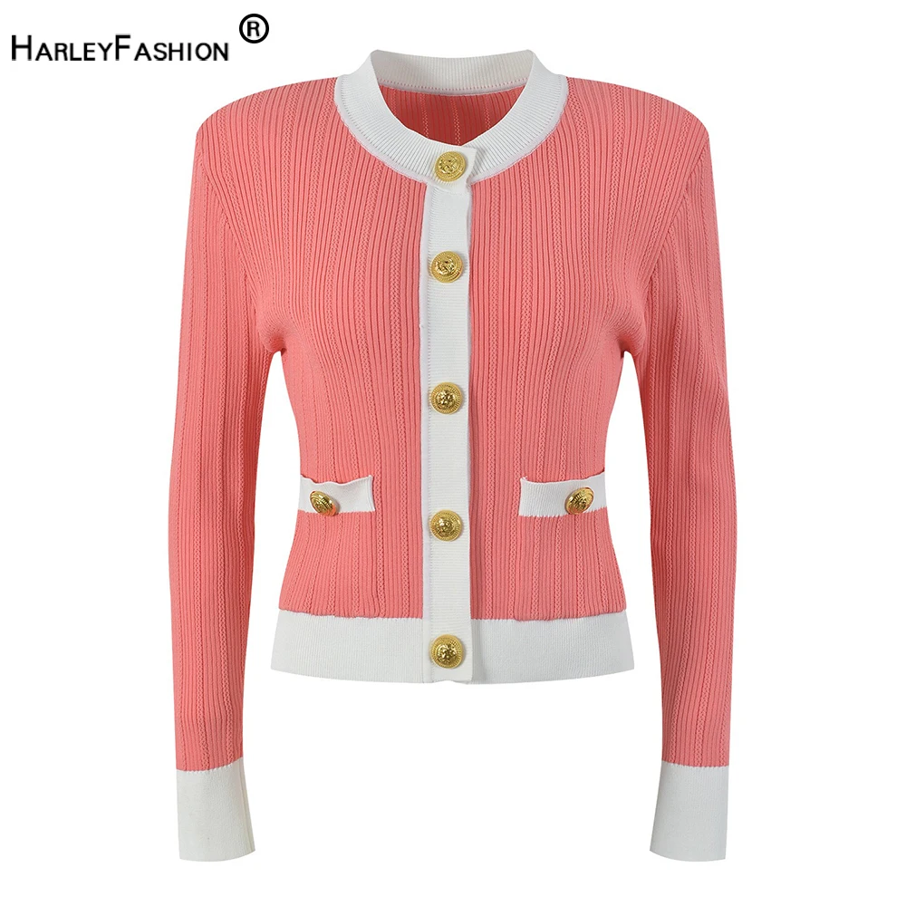 

European Designer Quality Constast 3 Colors for Options O-neck Elastic Casual Women Knitting Sweater Lady Tops