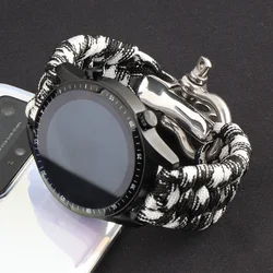 Versatile Nylon Smartwatch Strap - Adjustable 20mm/22mm Band - 22mm watch strap (Black White)
