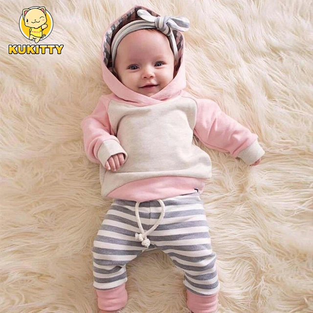 Baywell 3Pcs Baby Girl Outfit Set Newborn Toddler Girls Clothes