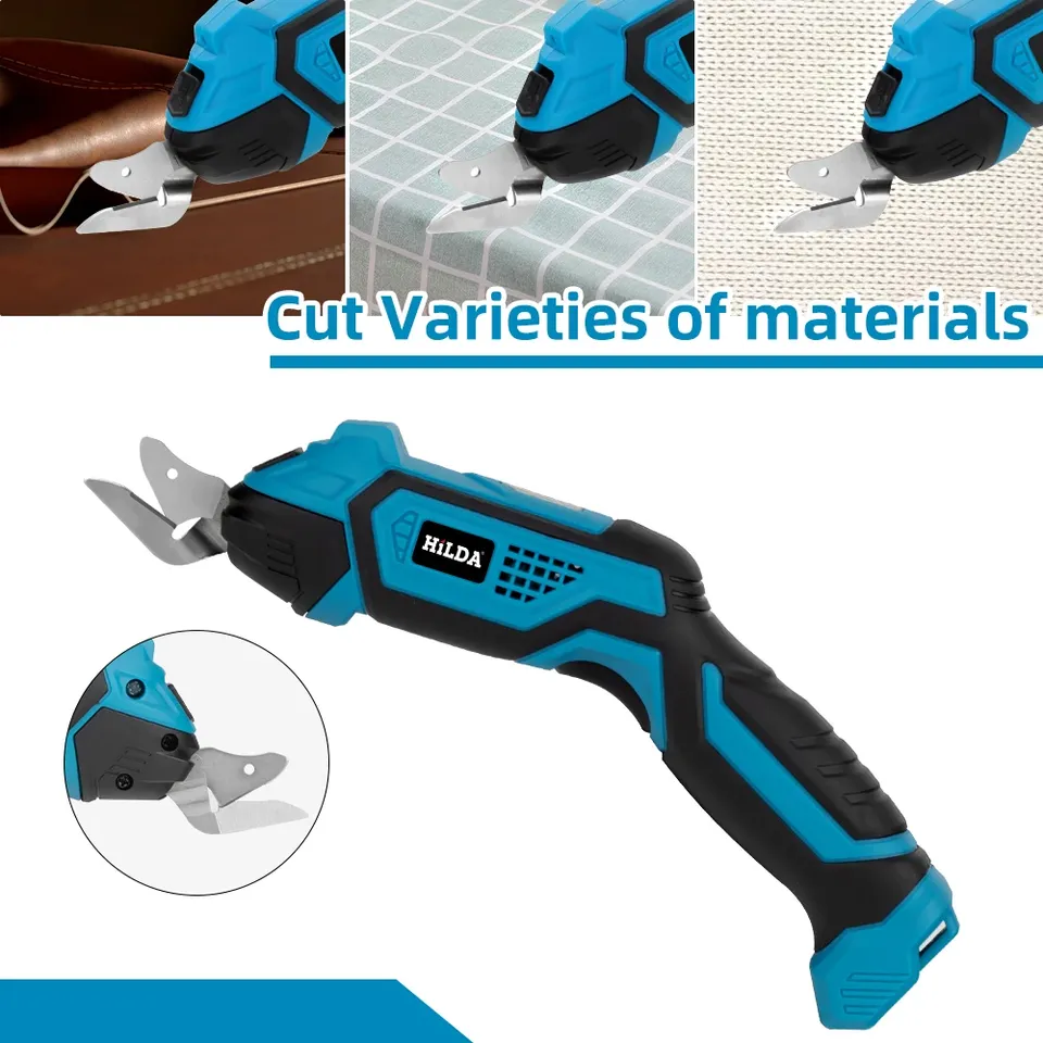 HIlDA USB Brushless Electric Scissors Dual Position Adjustable Power Tool Fabric Leather Trimming Rechargeable Electric Scissors