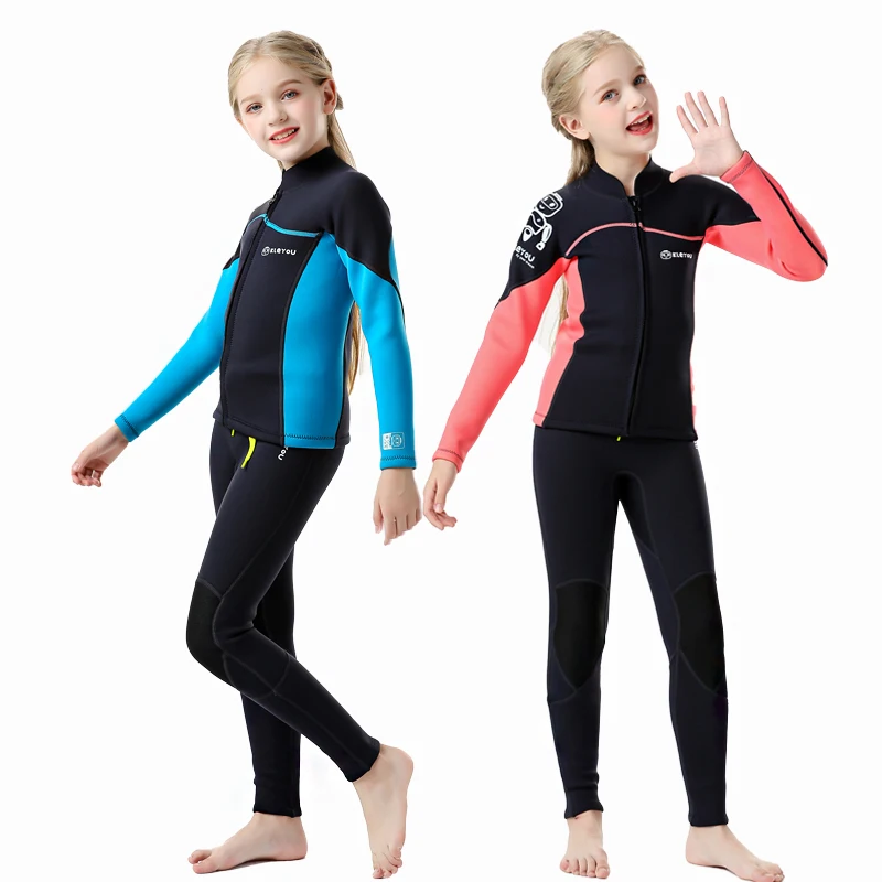 Neoprene Wetsuit for Kids, Thick Thermal Swimsuits, Surfing Full Diving Suit, Children Scuba Wet Suits, 2 Pieces Set, 2.5mm