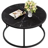 Black Coffee Table Round Marble CoffeeTables for Living Room Modern Small Center Table 1