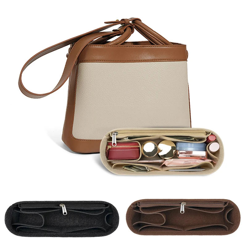 

1pc New Felt Inner Bag Storage And Finishing Bag In Bag Durable Lightweight Separation Makeup Bag Travel Storage Cosmetics