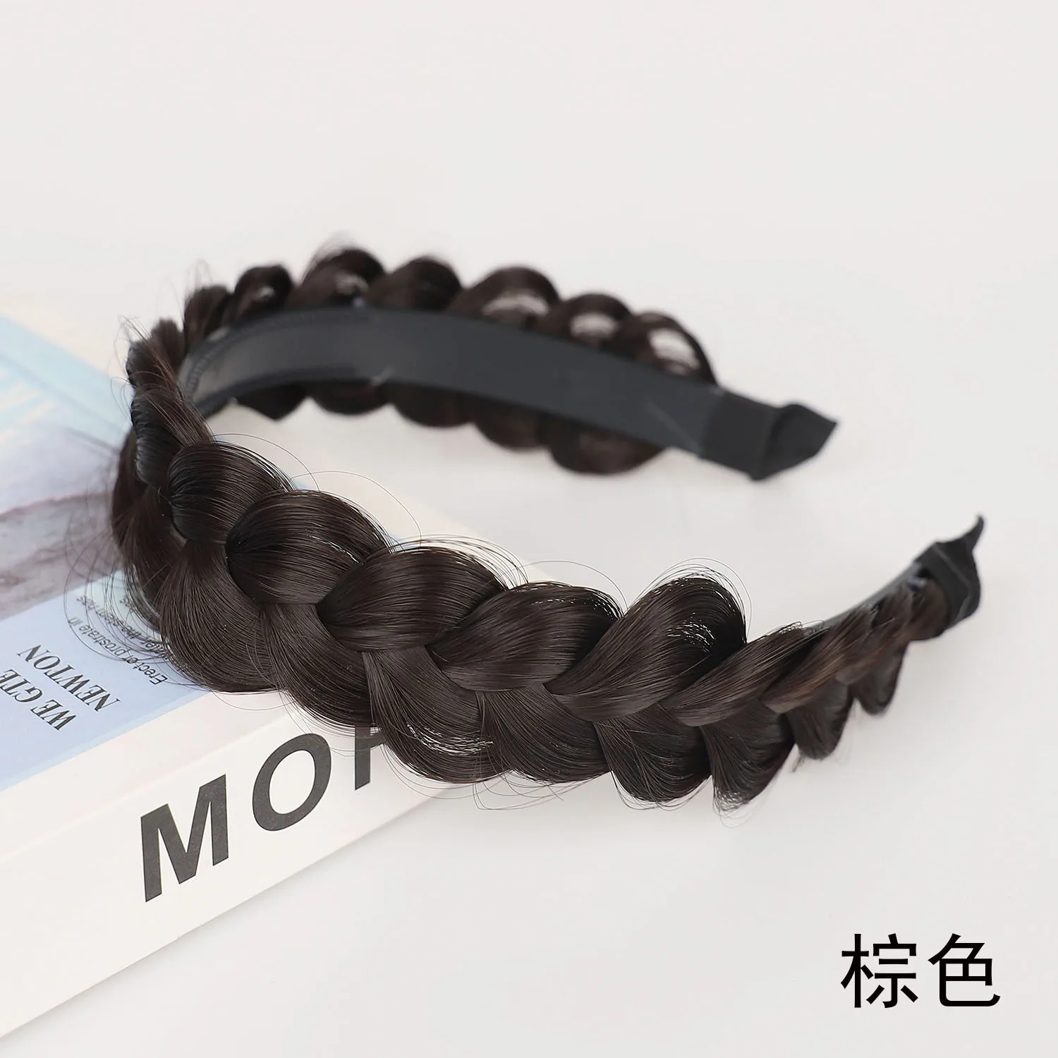 여성용 데일리/파티용 메시 브레이드 헤어밴드, 톱니형 합성 헤어 피쉬테일 브레이드, 고탄력 헤어피스