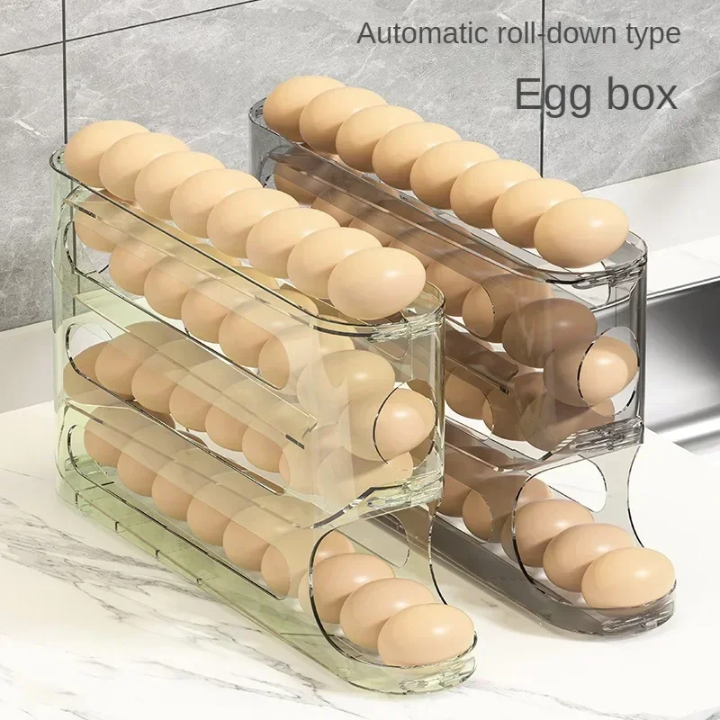 4-layer Transparent Slide Egg Storage Box Ladder Egg Box Storage Refrigerator Side Door Large Capacity Automatic Egg Roller 2
