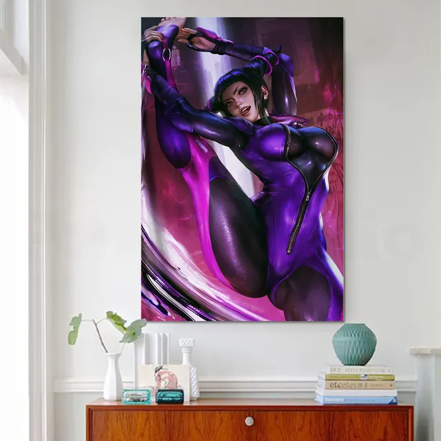 비디오 파이팅 게임 SF 섹시한 여자 Chunli 캔버스 포스터