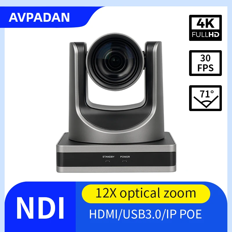 4K Camera Conference Camera PTZ Video 12x Zoom HDMI USB3.0 IP Live Streaming For Youtube Obs Business Events Teacking
