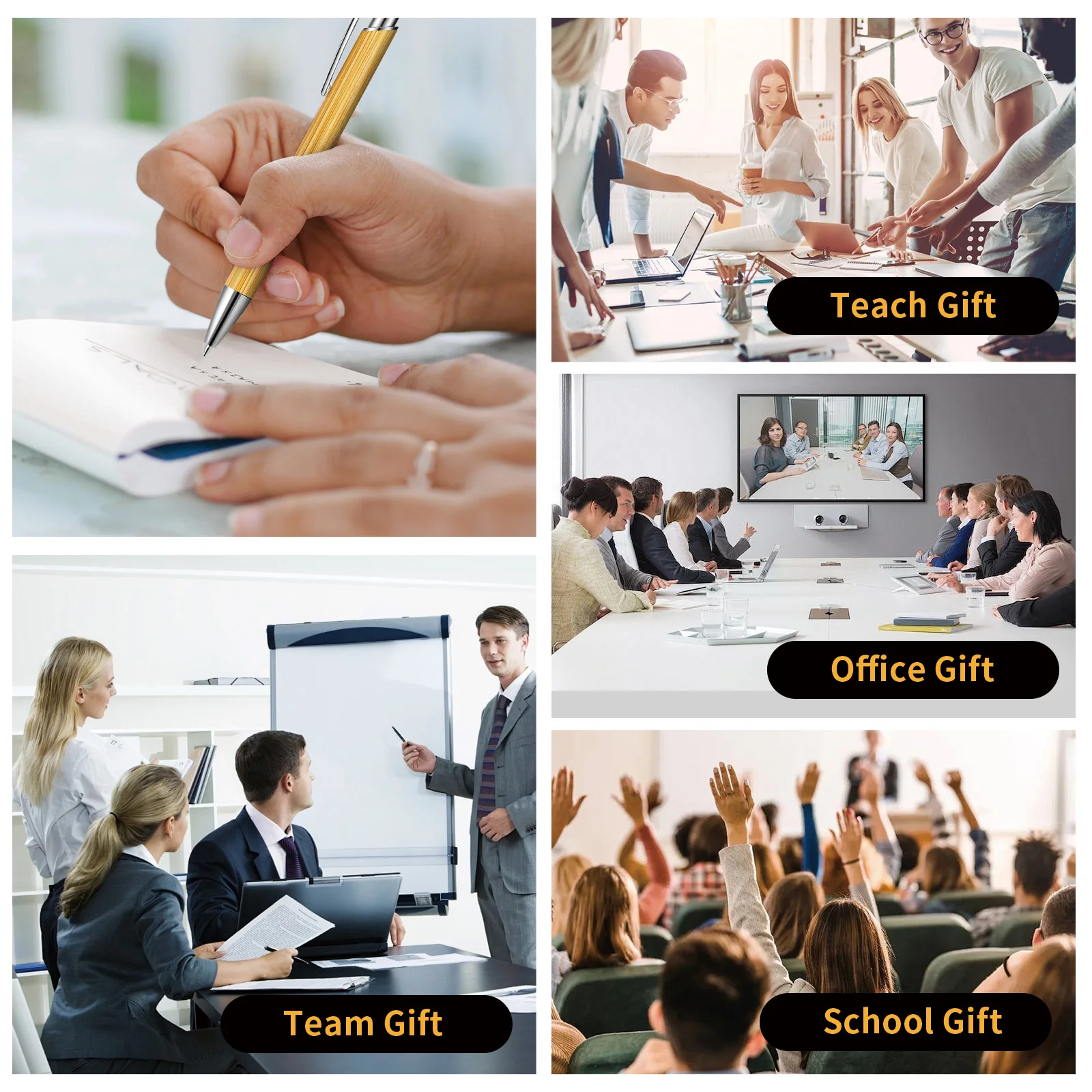 사무실 및 연구 부드러운 쓰기에 대 한 터치 기능을 가진 15Pcs 볼펜 개폐식 대나무 볼펜