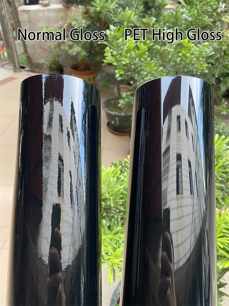 PET Ultra Glossy Black Vinyl Wrap Film No Orange Peel Car Stickers Air Bubble Free For Vehicle Chrome Trim Roof Wing Pillar