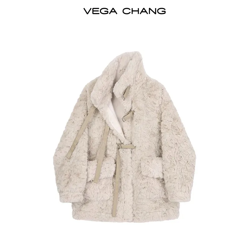 

Cotvotee Winter Jackets for Women 2023 New Faux Fur Lambswool Fleece Stand Collar Hom Button Coats Loose Snow Warm Jacket Women