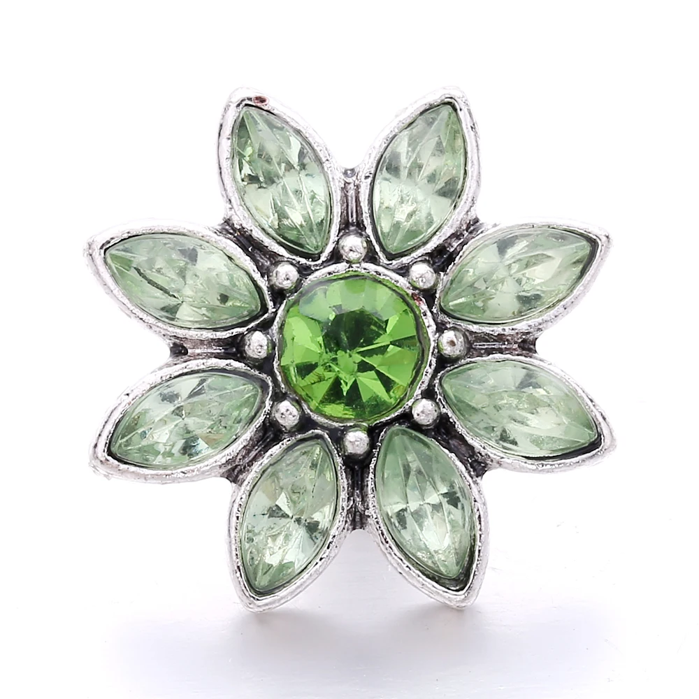 15pcs 18mm Snap Buttons Jewelry Rhinestone Flower Snap Button Jewelry Fit 18mm Snap Bracelet Necklace Jewelry