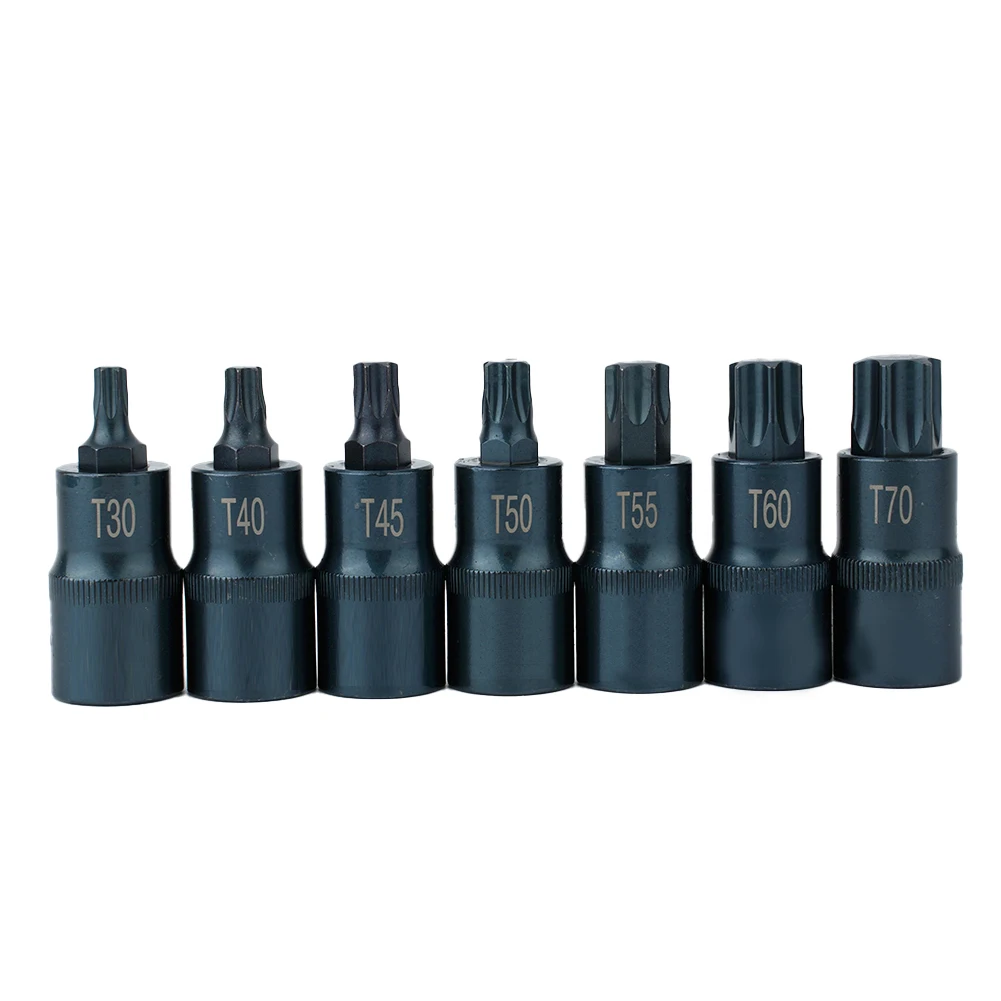 Torx Screwdriver Bits Tool 1/2 Socket Bit Adapter T30 T40 T45 T50 T55 T60/T70 1/2\" Adapter Hand Tools Multifunction 6