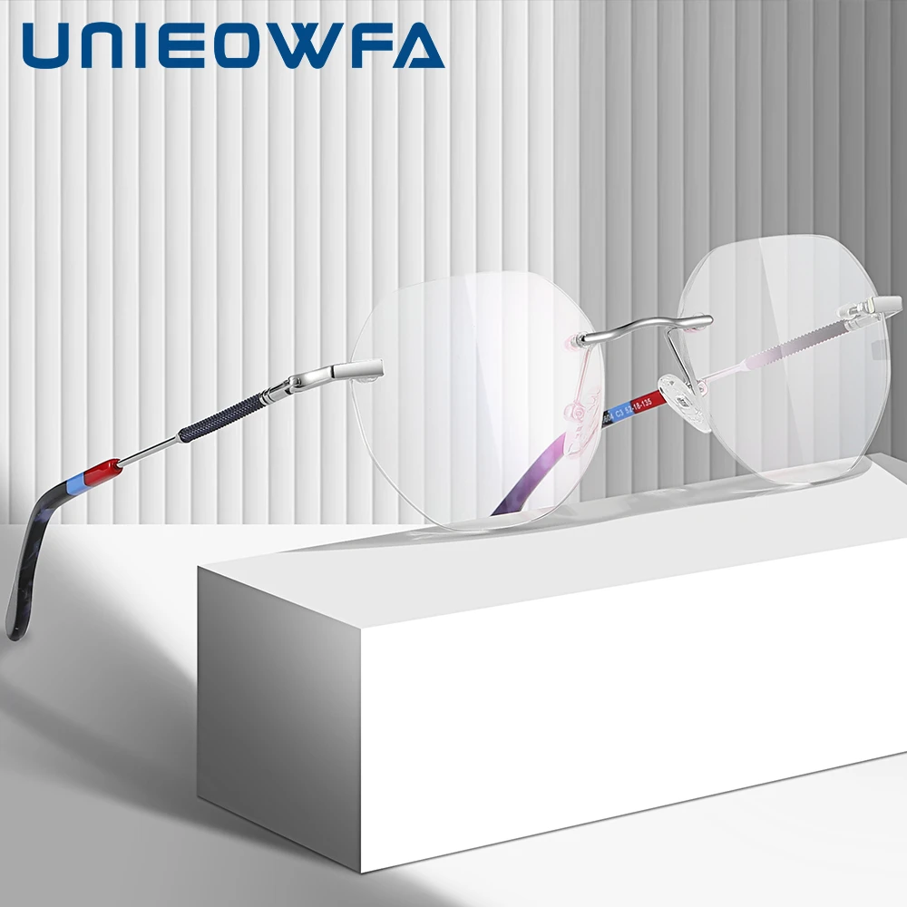 Unieowfa Rimless Multifocal Progressive Glasses For Men High Myopia