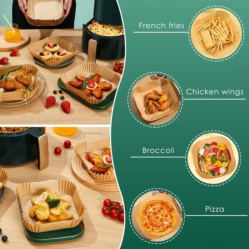 Disposable Non-Stick Oil-Proof Parchment Baking Paper for Air Fryer, Microwave, Oven, and BBQ