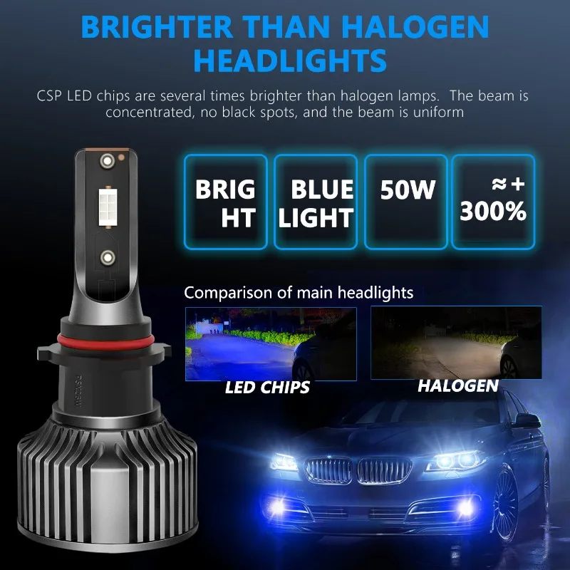 2개 A8 블루 라이트 자동차 LED 안개등 H11H7 헤드라이트 9006 헤드라이트 12V 881 H10 5202 H3 블루 1쌍/50W H27 880 881