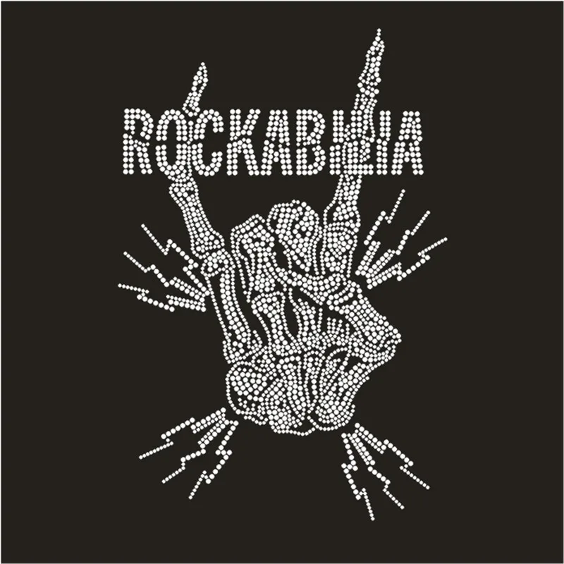 

Rock Heat Transfer Rhinestone Applique Patch T-Shirt Strass Cristal Thermo Stickers Custom Diamond Bling Accessories For Craft