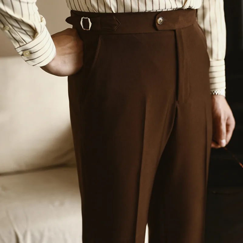 2023 Italian Mens Formal Pant Pantalones Hombre Dress Ankle Pants Men British High Waist Straight Pants Men Social Trousers Pant 2