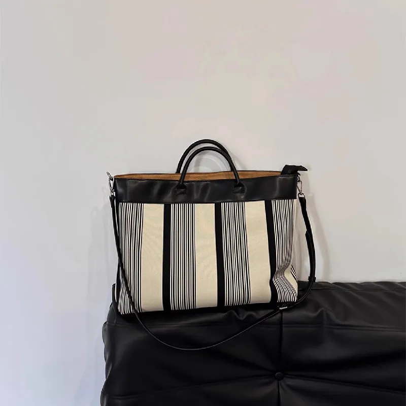 Hot Sale 15 inch computer bag Casual Chic Large Capacity stripe Simple Tote Bag Women's Handbag  Single Shoulder Bag