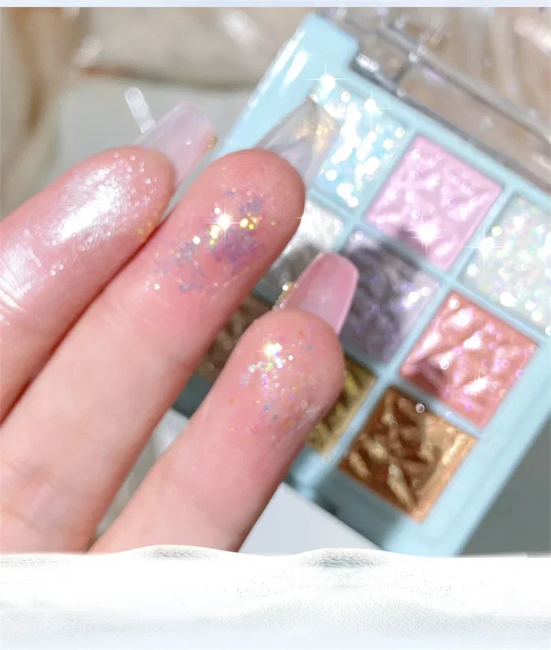 Description Picture 5 of item9-Colors Eye Shadow Palette Snowflake Pearlescent Matte Delicate Eye Makeup Color Shimmer Eye Shadow Sexy Girl Gifts Cosmetics