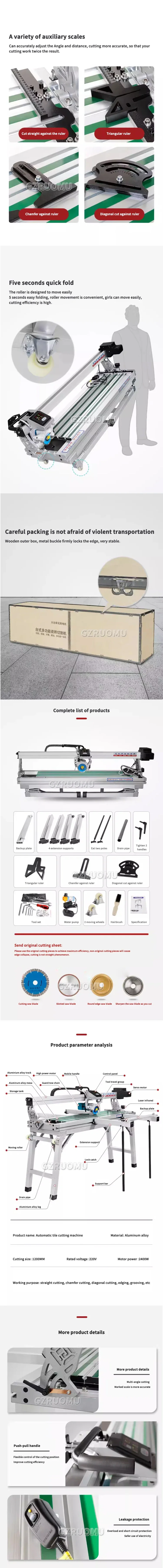 All-steel Tile Cutting Machine Laser Infrared Manual Push Knife Floor Tile Hand-