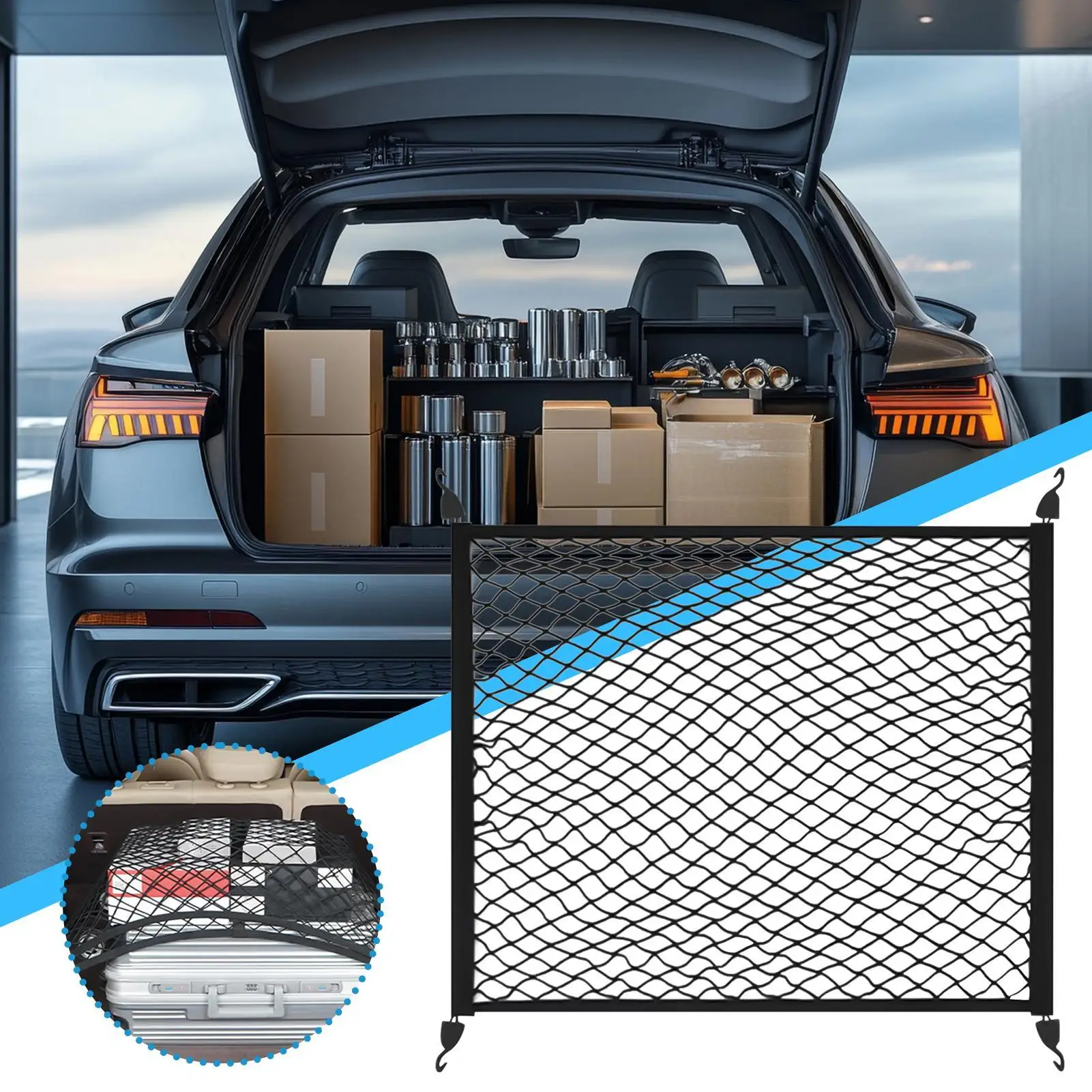 General Car Trunk Luggage Net Car Seat backrest Trunk Storage Net Bag Cargo Luggage Elastic Mesh Trunk Net Auto Luggage Mesh
