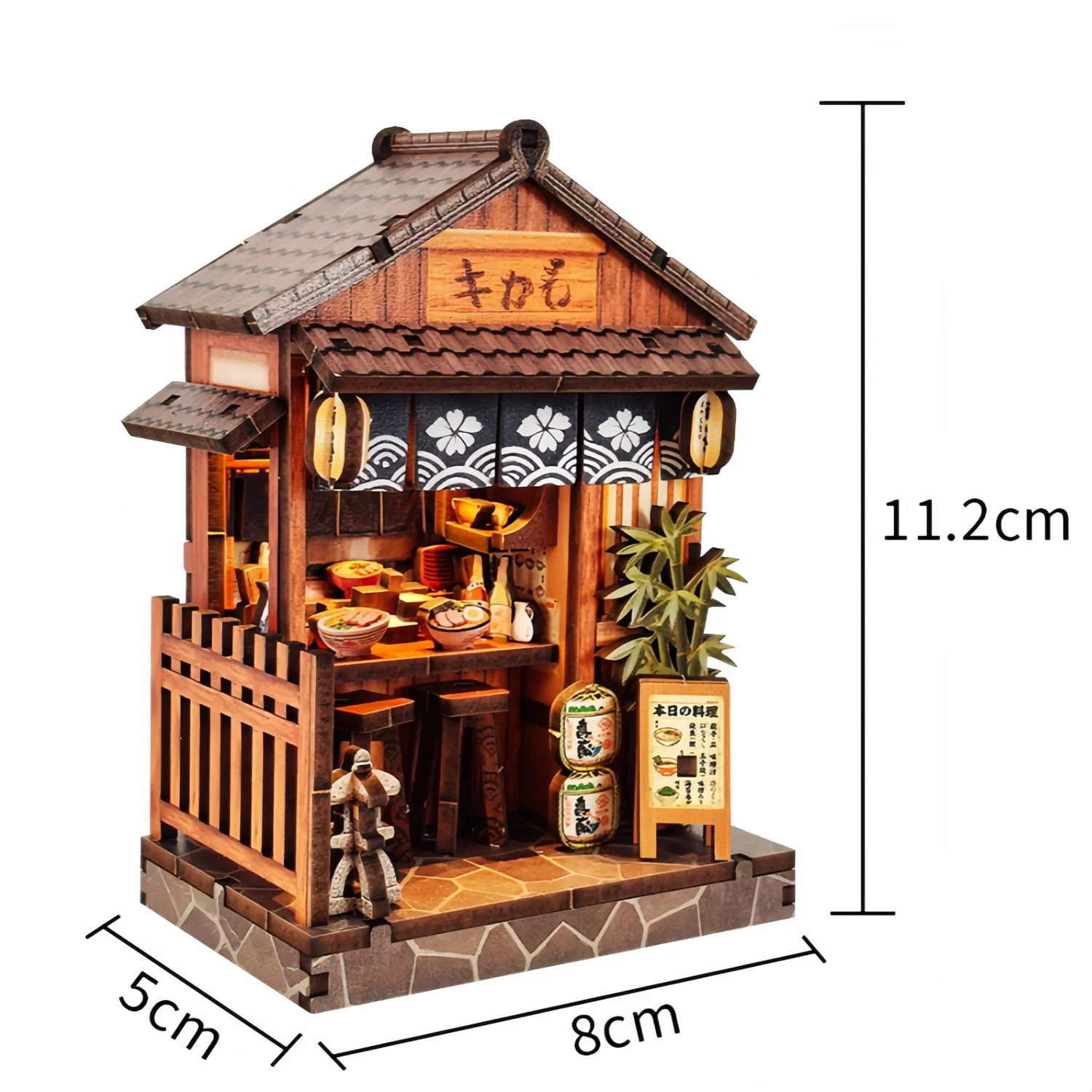 북 누크 키트 DIY 인형 집 LED 조명 책장 인서트 포함 친구를 위한 놀라운 선물 라면 가게 일본 스타일