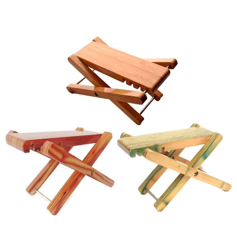 

Wood Guitar Foot Stool, 3 Gears Adjustable Foot Rest No-slip Foldable Footrest