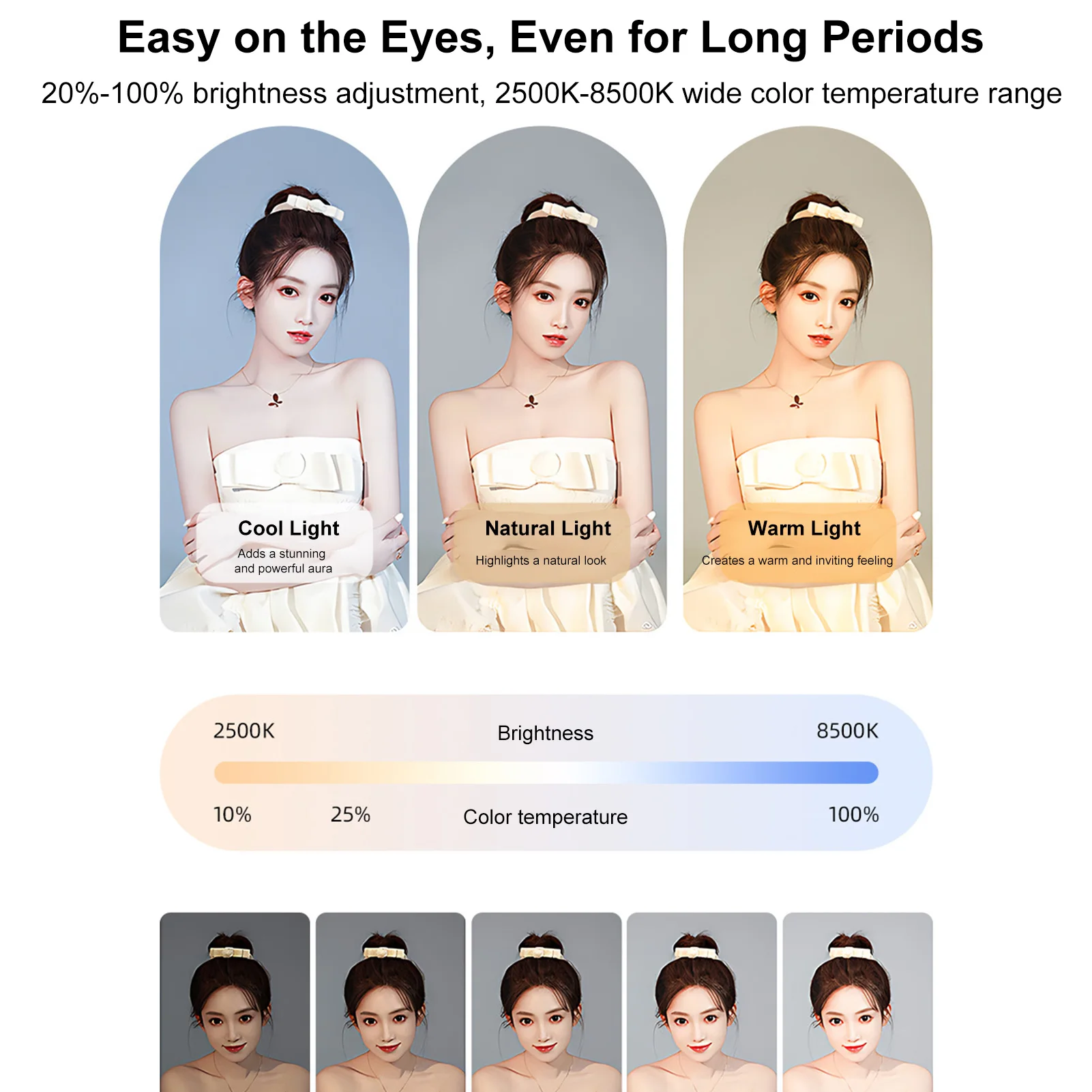 Portable Rechargeable Selfie Ring Light with Phone Holder and Stabilizer