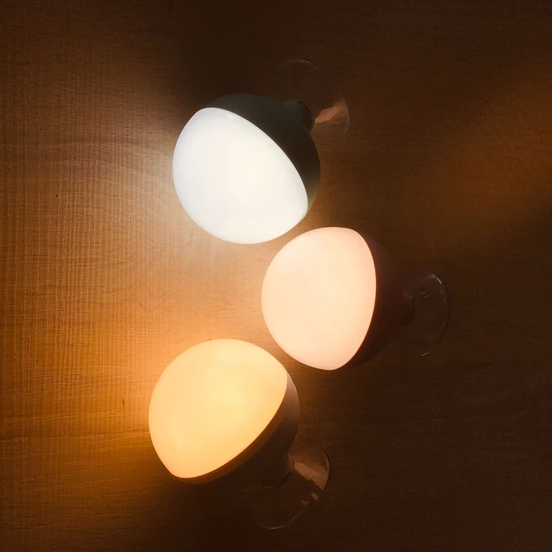 LED Suction Cup Makeup Vanity Light Bulbs USB Rechargeable Wireless Touch Switch Stepless Dimming Mirror Lights for Dress Table