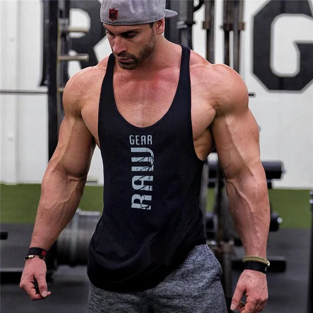 Nouveaux hommes coton débardeurs gym fitness muscle chemise sans manches mâle impression maillot de corps basket-ball musculation sport gilet hommes 1