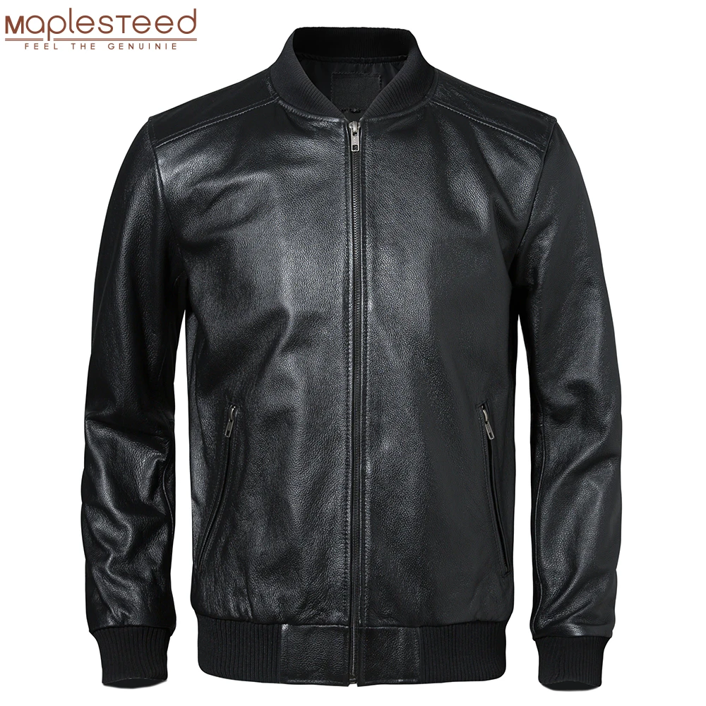 Men Leather Jacket Genuine Cowhide Slim Fit Male Coat Spring Autumn Asian Size 5XL M615