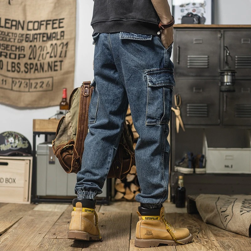 New Casual Pants Tooling Pants Spring and Autumn Jeans Men's Loose Leggings Ripped Jeans Baggy