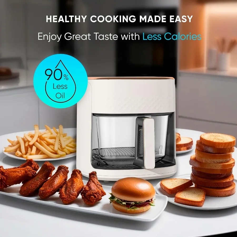 Glass Air Fryer 4.5 Quart NonToxic Basket for OilFree Frying Baking and Roasting in Home Kitchens LED Touch Panel Control with 4 küchexyz.de description
