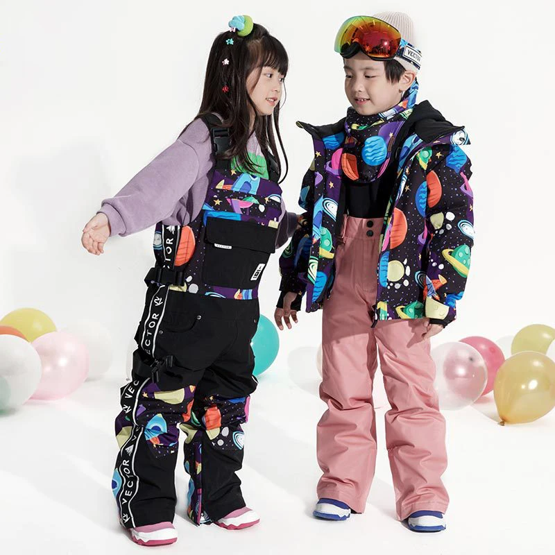 Kids Ski Pants Boys Girls Skiing Jumpsuits Overalls Winter Warm Windproof Waterproof Bib Snowboarding Children Pants SK030