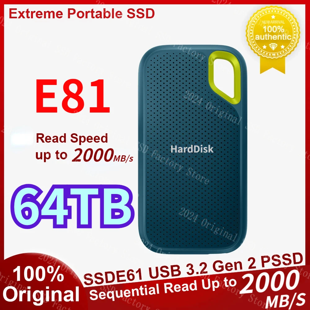 

E81 2000MB/S E61 PSSD 1TB 2TB 4TB Extreme Portable SSD Up to 1050MB/s USB 3.2 Gen 2 External Solid State Drive for PC Laptop Mac