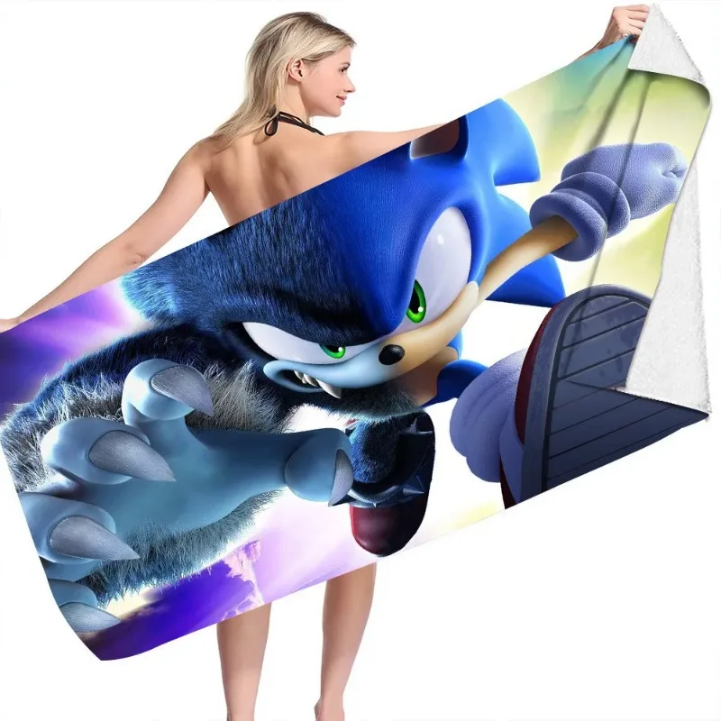 thumbnail image 1 of Toallas de baño con estampado 3D de Sonic The Hedgehog, de anime Harajuku, suaves, absorbentes y de secado rápido, para playa, para bebé, estilo kawaii, 1 of 5