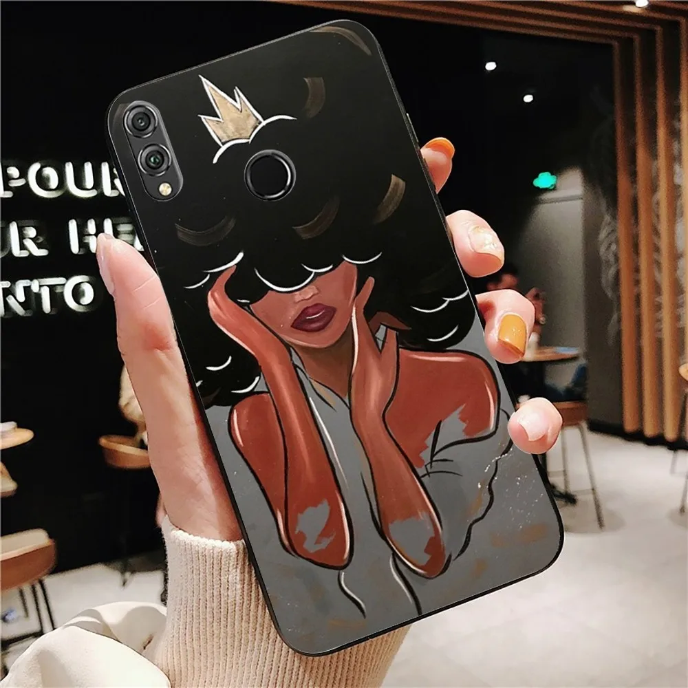 African Afro Melanin Poppin Black Girl Phone Case For Huawei Honor 10 lite 9 20 7A 9X 30 50 60 70 pro plus Soft Silicone Cover